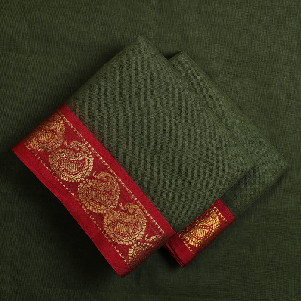 Green - Mercerised Cotton 3pc Ilkal Handloom Dress Material 06