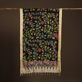 Srikalahasti Pen Work Kalamkari Bangalore Silk Floral Handpainted Dupatta 45