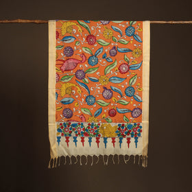 Srikalahasti Pen Work Kalamkari Bangalore Silk Floral Handpainted Dupatta 42
