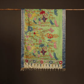 Srikalahasti Pen Work Kalamkari Bangalore Silk Floral Handpainted Dupatta 41
