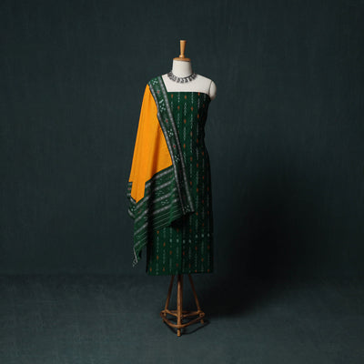 Handloom Cotton 3pc Unstitched Sambalpuri Ikat Dress Material Suit Set 06