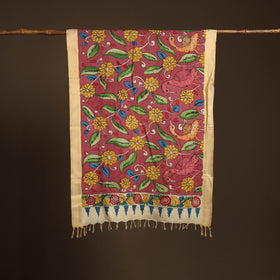 Srikalahasti Pen Work Kalamkari Bangalore Silk Floral Handpainted Dupatta 39