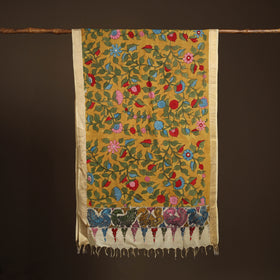 Srikalahasti Pen Work Kalamkari Bangalore Silk Floral Handpainted Dupatta 37