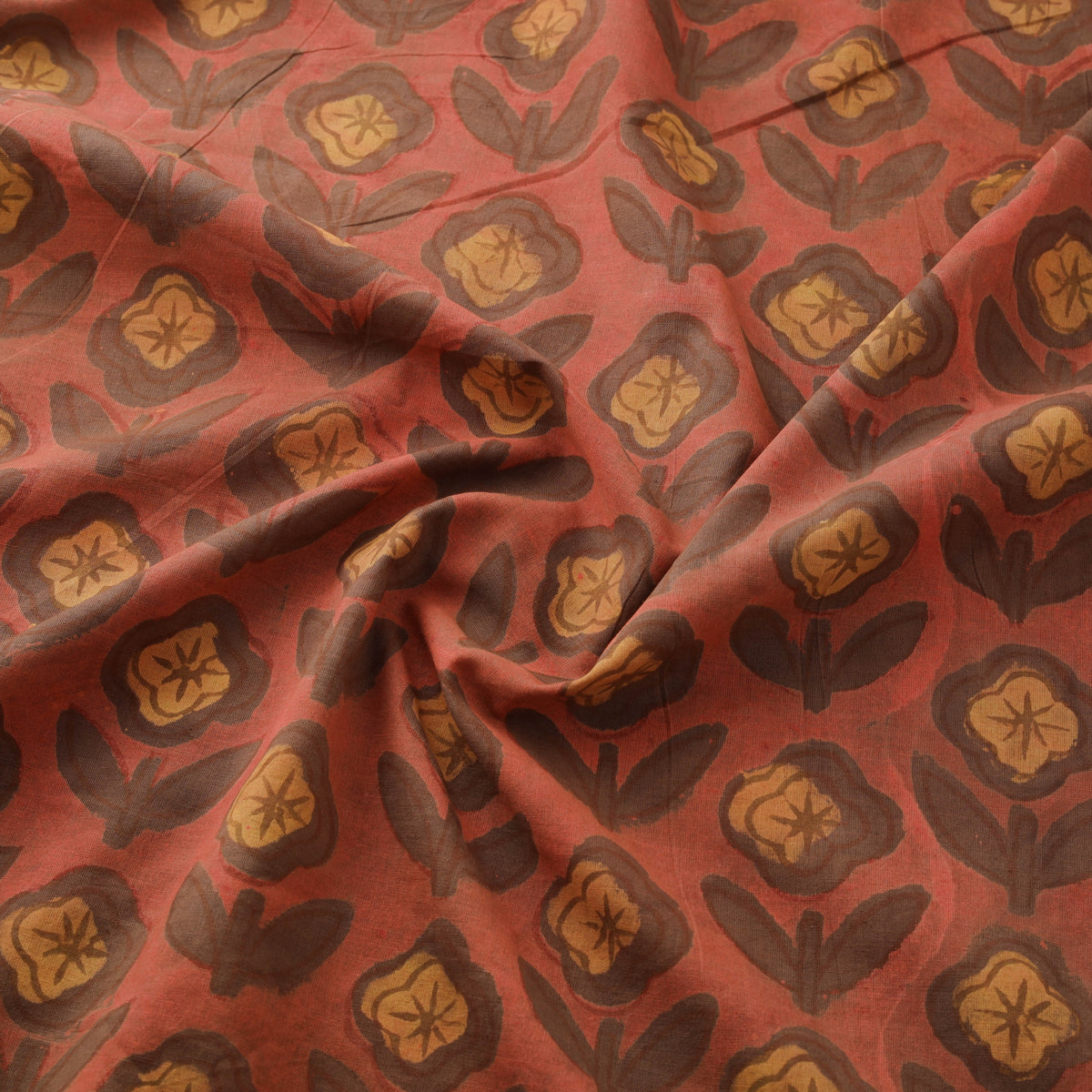 Pomegranate Peel Hand Block Print Cotton Fabric 17