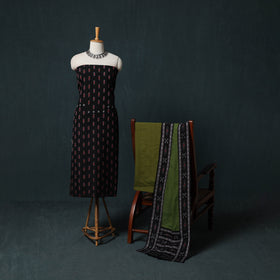 Handloom Cotton 3pc Unstitched Sambalpuri Ikat Dress Material Suit Set 07