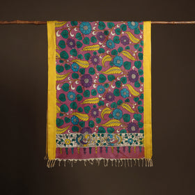 Srikalahasti Pen Work Kalamkari Bangalore Silk Floral Handpainted Dupatta 35