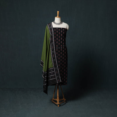 Handloom Cotton 3pc Unstitched Sambalpuri Ikat Dress Material Suit Set 07