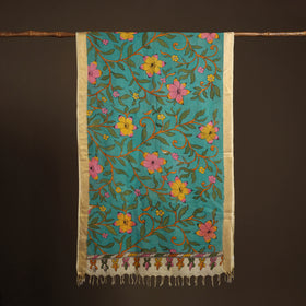 Srikalahasti Pen Work Kalamkari Bangalore Silk Floral Handpainted Dupatta 32