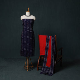Handloom Cotton 3pc Unstitched Sambalpuri Ikat Dress Material Suit Set 08