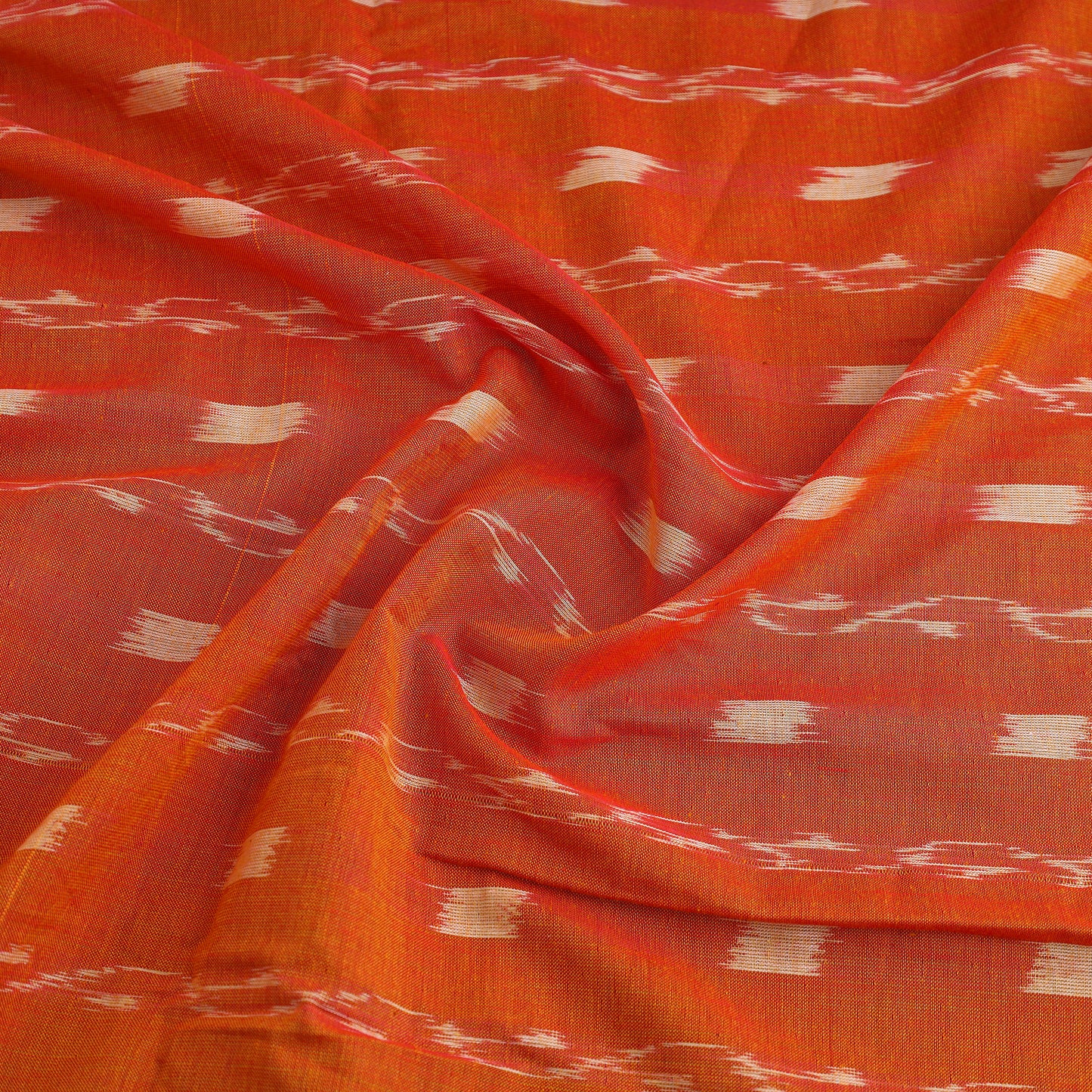 Orange - Pure Cotton Sambalpuri Ikat Fabric 01