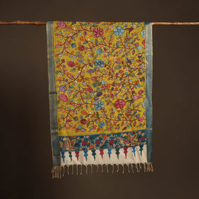 Srikalahasti Pen Work Kalamkari Bangalore Silk Floral Handpainted Dupatta 28