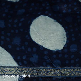 Blue - Bagru Vanaspati Block Print Modal Silk Lace Handwork 2pc Unstitched Dress Material Kurta Set 11