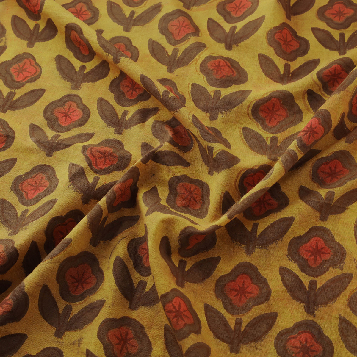 Pomegranate Peel Hand Block Print Cotton Fabric 11