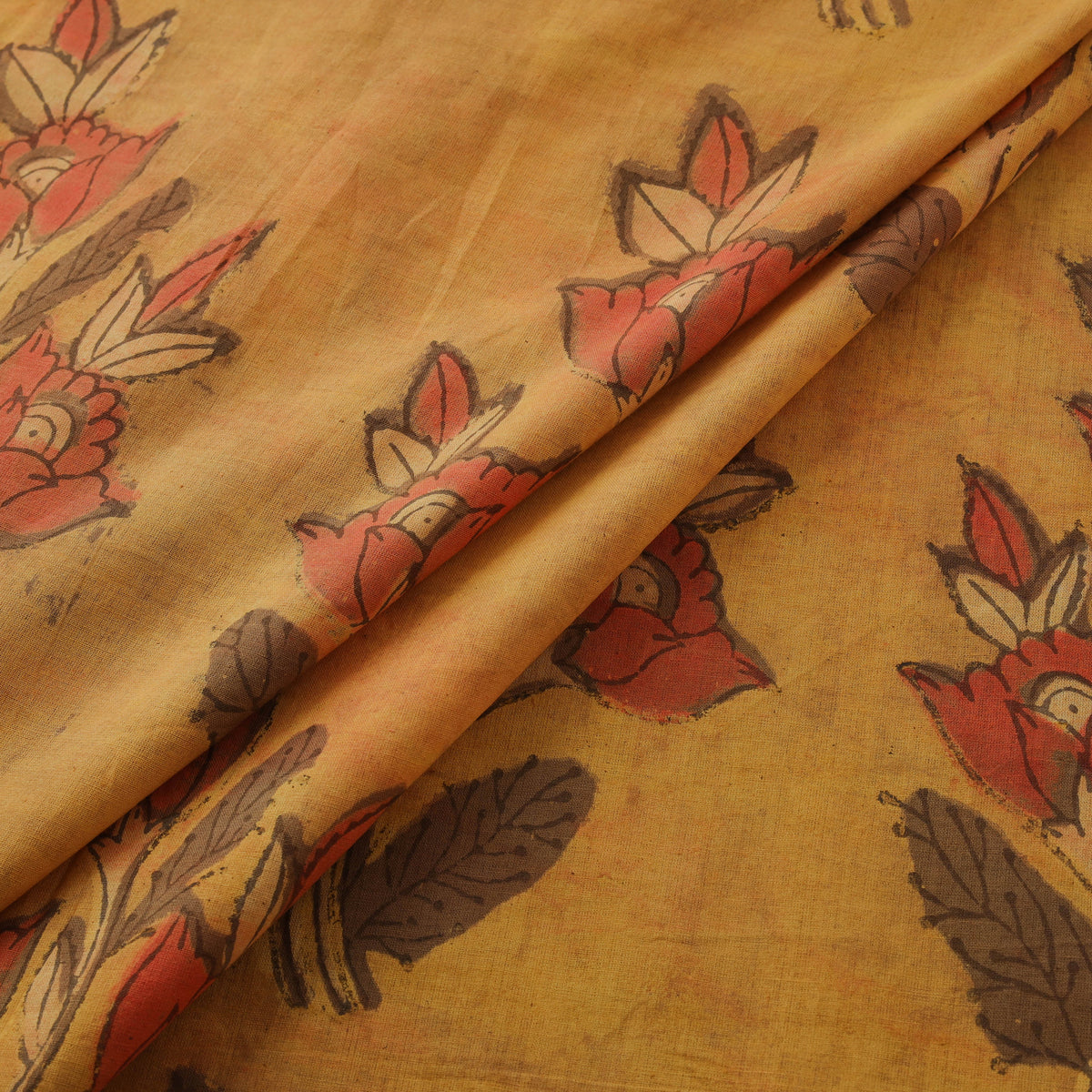 Pomegranate Peel Hand Block Print Cotton Fabric 10