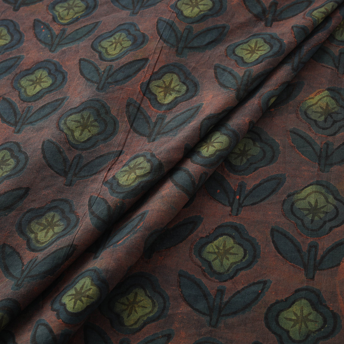 Pomegranate Peel Hand Block Print Cotton Fabric 07