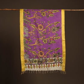 Srikalahasti Pen Work Kalamkari Bangalore Silk Floral Handpainted Dupatta 22