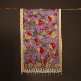 Srikalahasti Pen Work Kalamkari Bangalore Silk Floral Handpainted Dupatta 20