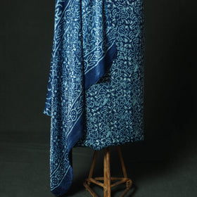 Blue - Bagru Vanaspati Block Print Modal Silk Lace Handwork 2pc Unstitched Dress Material Kurta Set 13