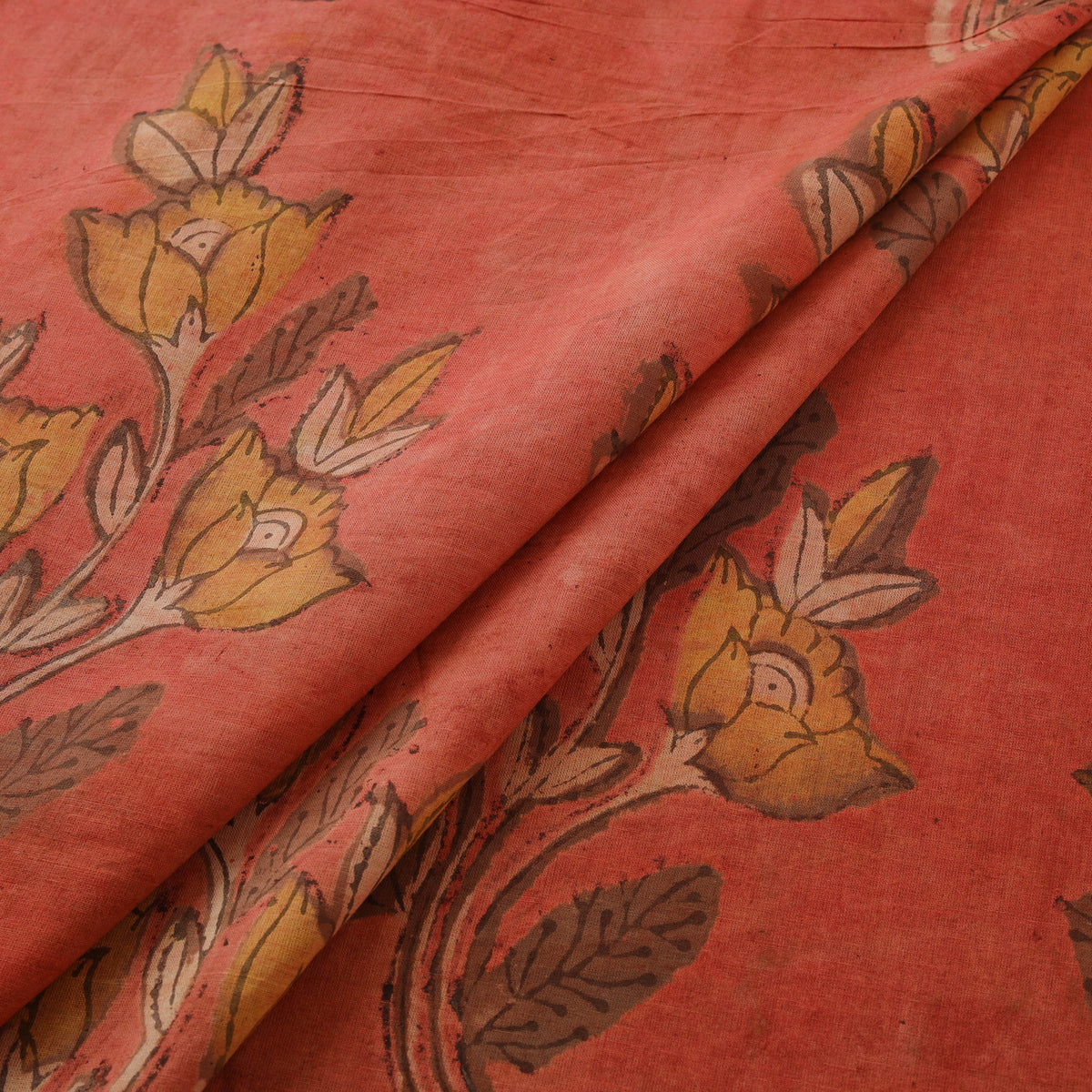 Pomegranate Peel Hand Block Print Cotton Fabric 05