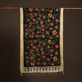 Srikalahasti Pen Work Kalamkari Bangalore Silk Floral Handpainted Dupatta 16