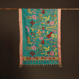 Srikalahasti Pen Work Kalamkari Bangalore Silk Floral Handpainted Dupatta 15