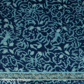 Blue - Bagru Vanaspati Block Print Modal Silk Lace Handwork 2pc Unstitched Dress Material Kurta Set 13