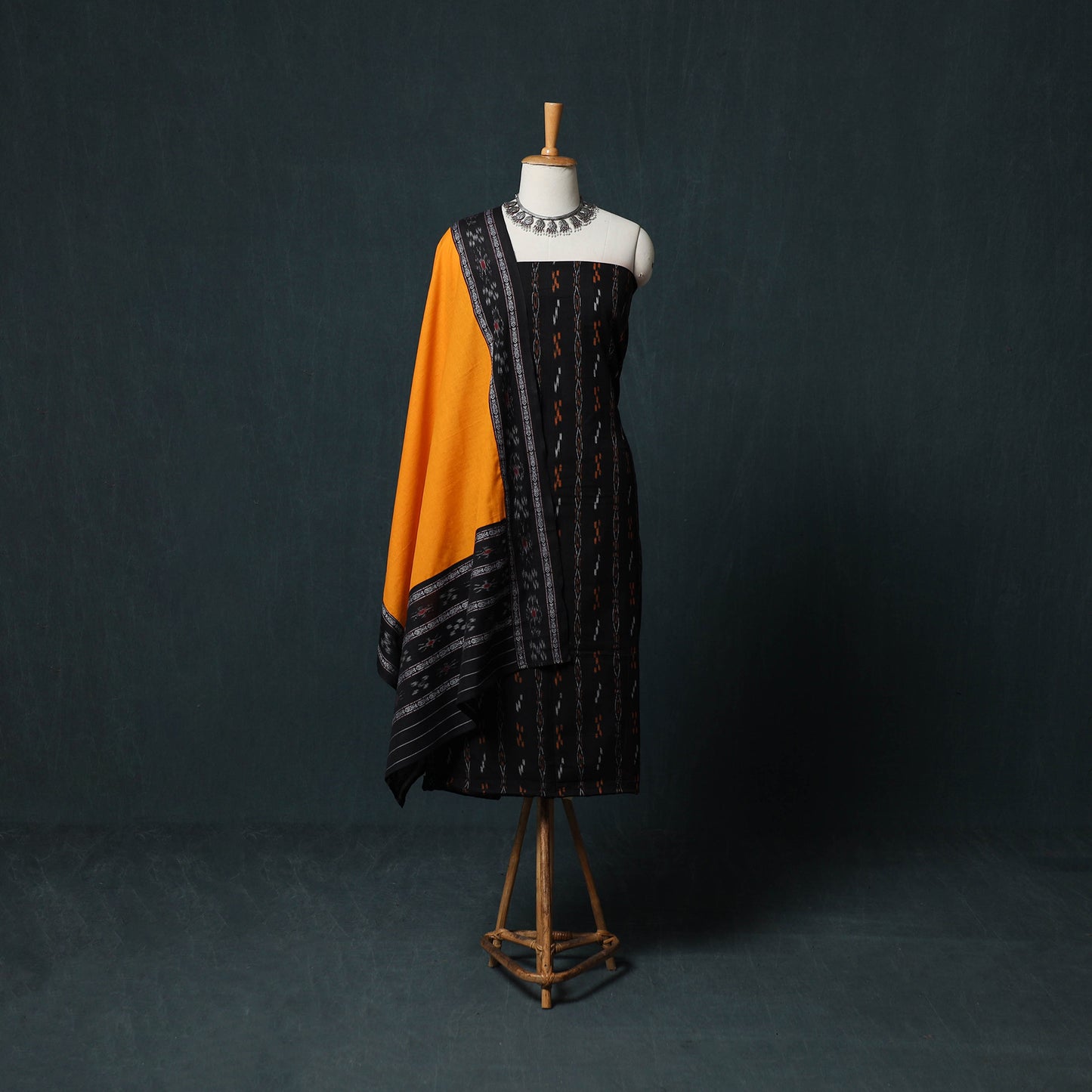 Handloom Cotton 3pc Unstitched Sambalpuri Ikat Dress Material Suit Set 11