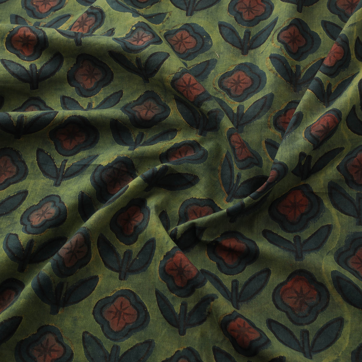 Pomegranate Peel Hand Block Print Cotton Fabric 02