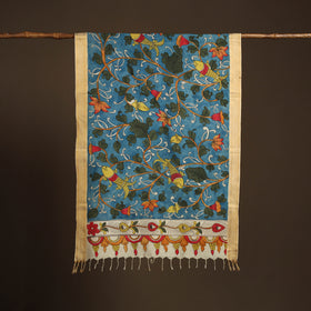 Srikalahasti Pen Work Kalamkari Bangalore Silk Floral Handpainted Dupatta 09