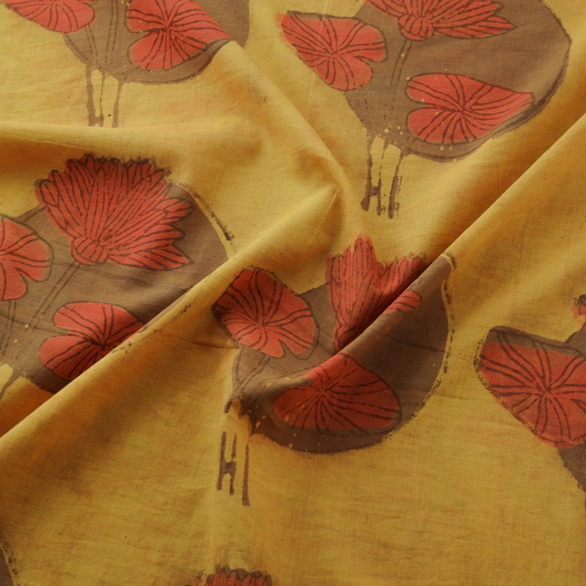 Pomegranate Peel Hand Block Print Cotton Fabric 01