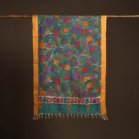 Srikalahasti Pen Work Kalamkari Bangalore Silk Floral Handpainted Dupatta 03