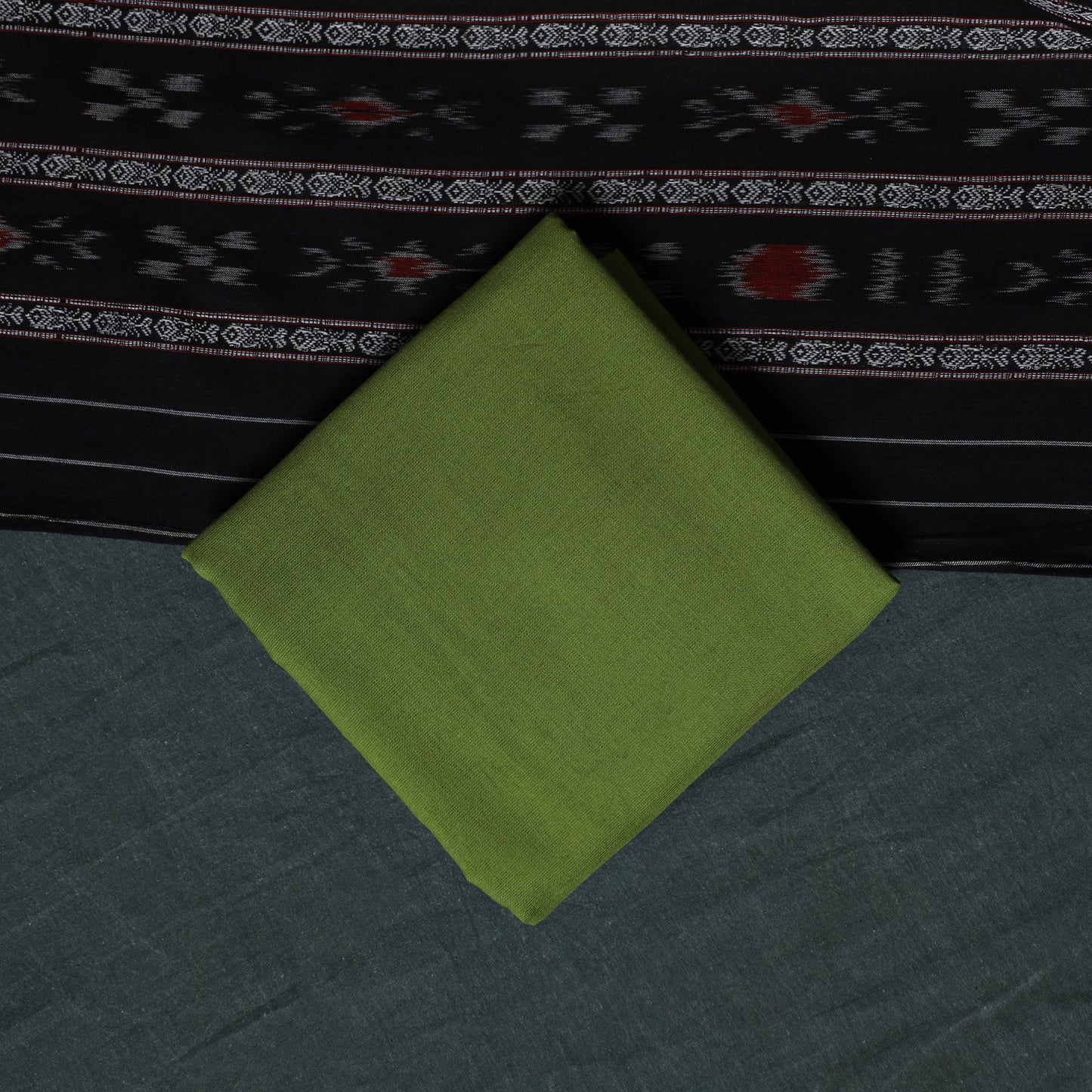 Handloom Cotton 3pc Unstitched Sambalpuri Ikat Dress Material Suit Set 12
