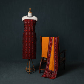 Handloom Cotton 3pc Unstitched Sambalpuri Ikat Dress Material Suit Set 13