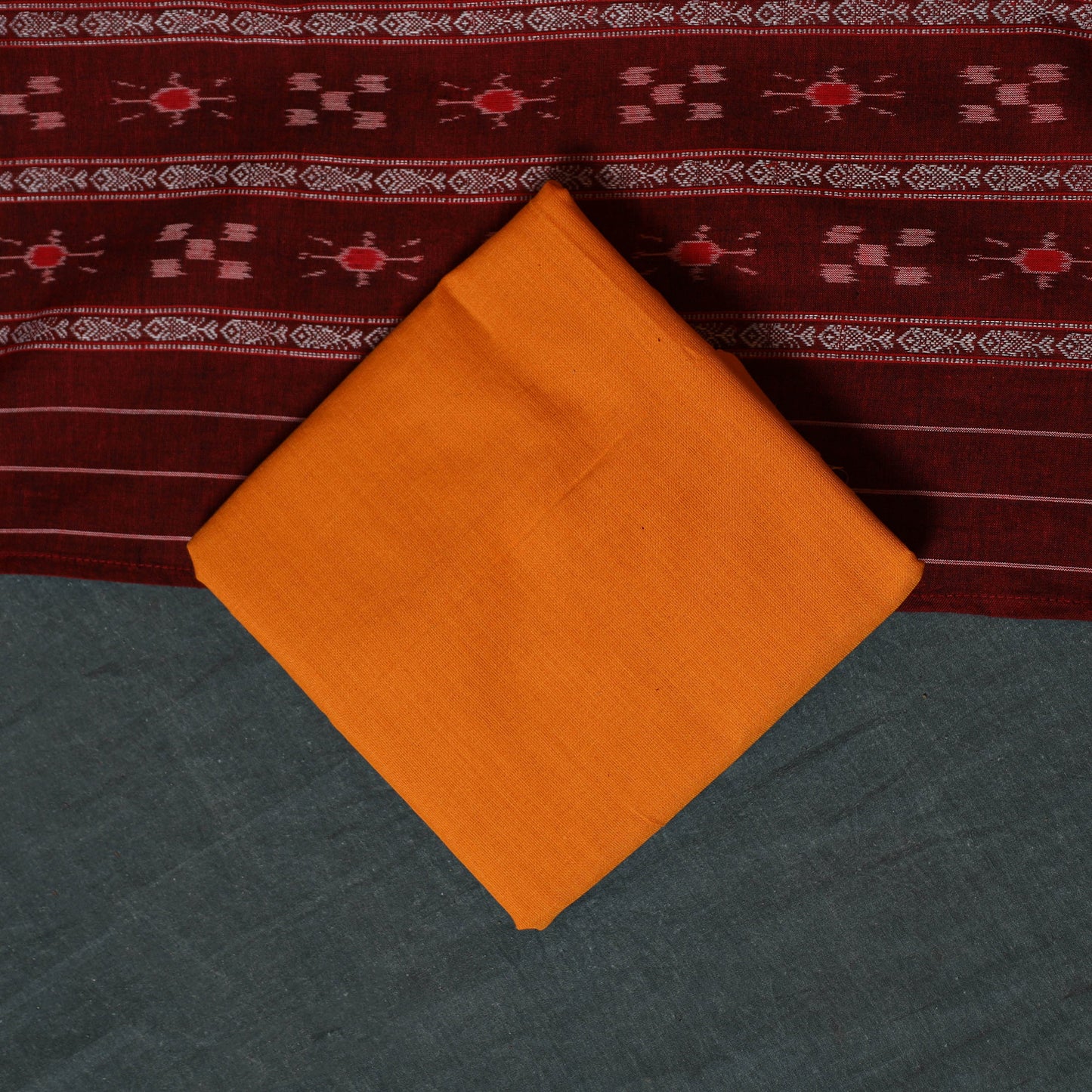 Handloom Cotton 3pc Unstitched Sambalpuri Ikat Dress Material Suit Set 13