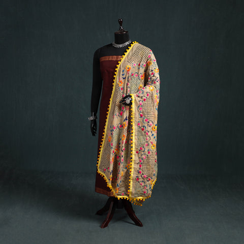 Ranihati Chapa Work Chanderi Silk Hand Embroidery Dupatta 01