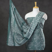 Green - 3pc Cotton Kutch Batik Print Dress Material 29