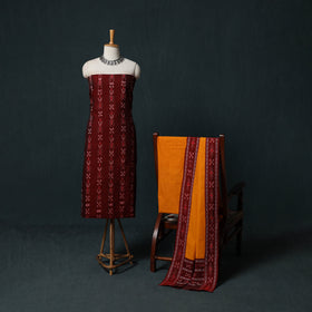 Handloom Cotton 3pc Unstitched Sambalpuri Ikat Dress Material Suit Set 14