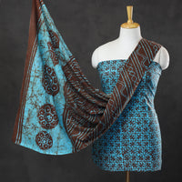 Blue - 3pc Cotton Kutch Batik Print Dress Material 31