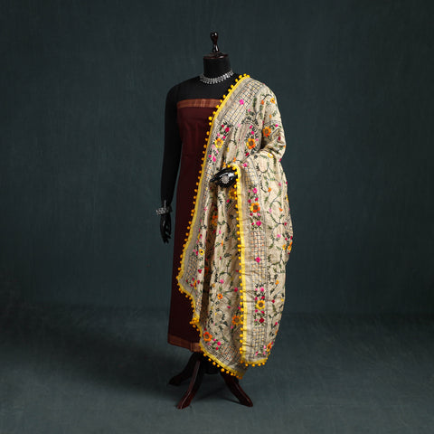 Ranihati Chapa Work Chanderi Silk Hand Embroidery Dupatta 02
