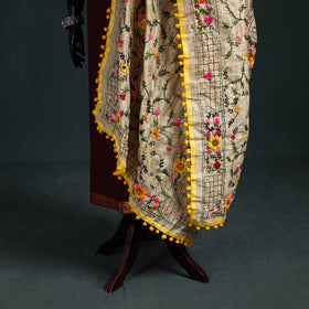 Ranihati Chapa Work Chanderi Silk Hand Embroidery Dupatta 02