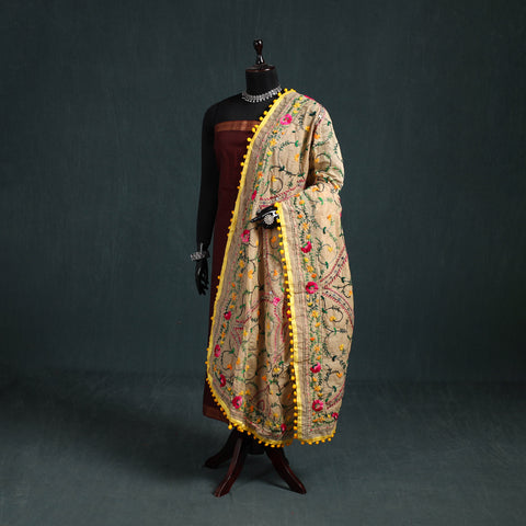 Ranihati Chapa Work Chanderi Silk Hand Embroidery Dupatta 03