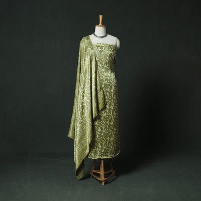 Bagru Vanaspati Block Print Modal Silk Lace Handwork 2pc Unstitched Dress Material Kurta Set 19