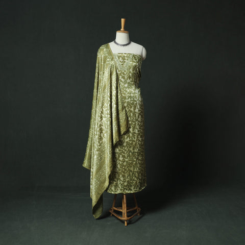 Bagru Vanaspati Block Print Modal Silk Lace Handwork 2pc Unstitched Dress Material Kurta Set 19