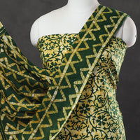 Green - 3pc Cotton Kutch Batik Print Dress Material 36