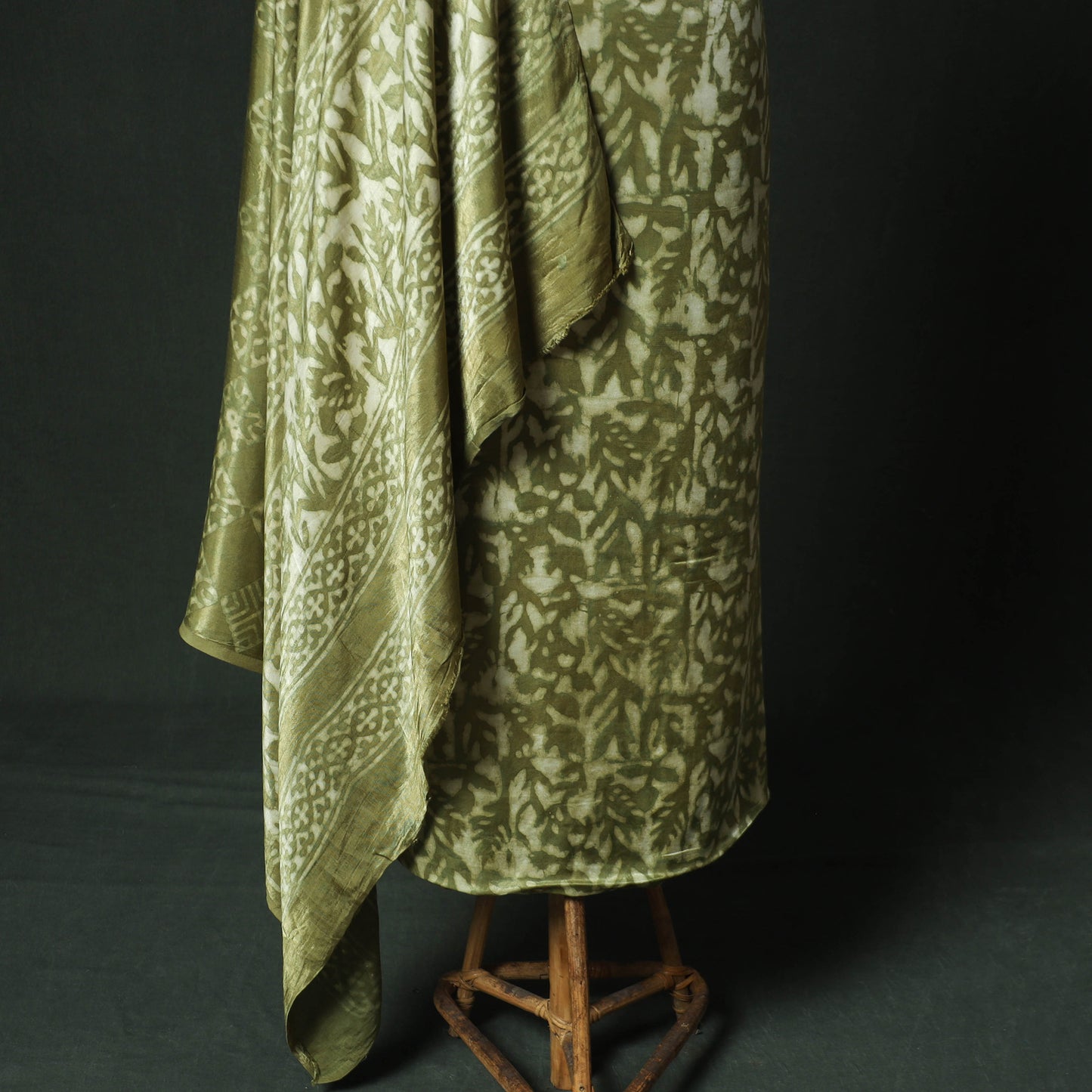 Bagru Vanaspati Block Print Modal Silk Lace Handwork 2pc Unstitched Dress Material Kurta Set 19
