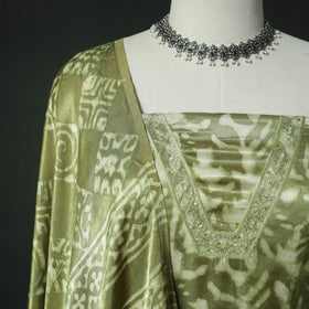 Bagru Vanaspati Block Print Modal Silk Lace Handwork 2pc Unstitched Dress Material Kurta Set 19