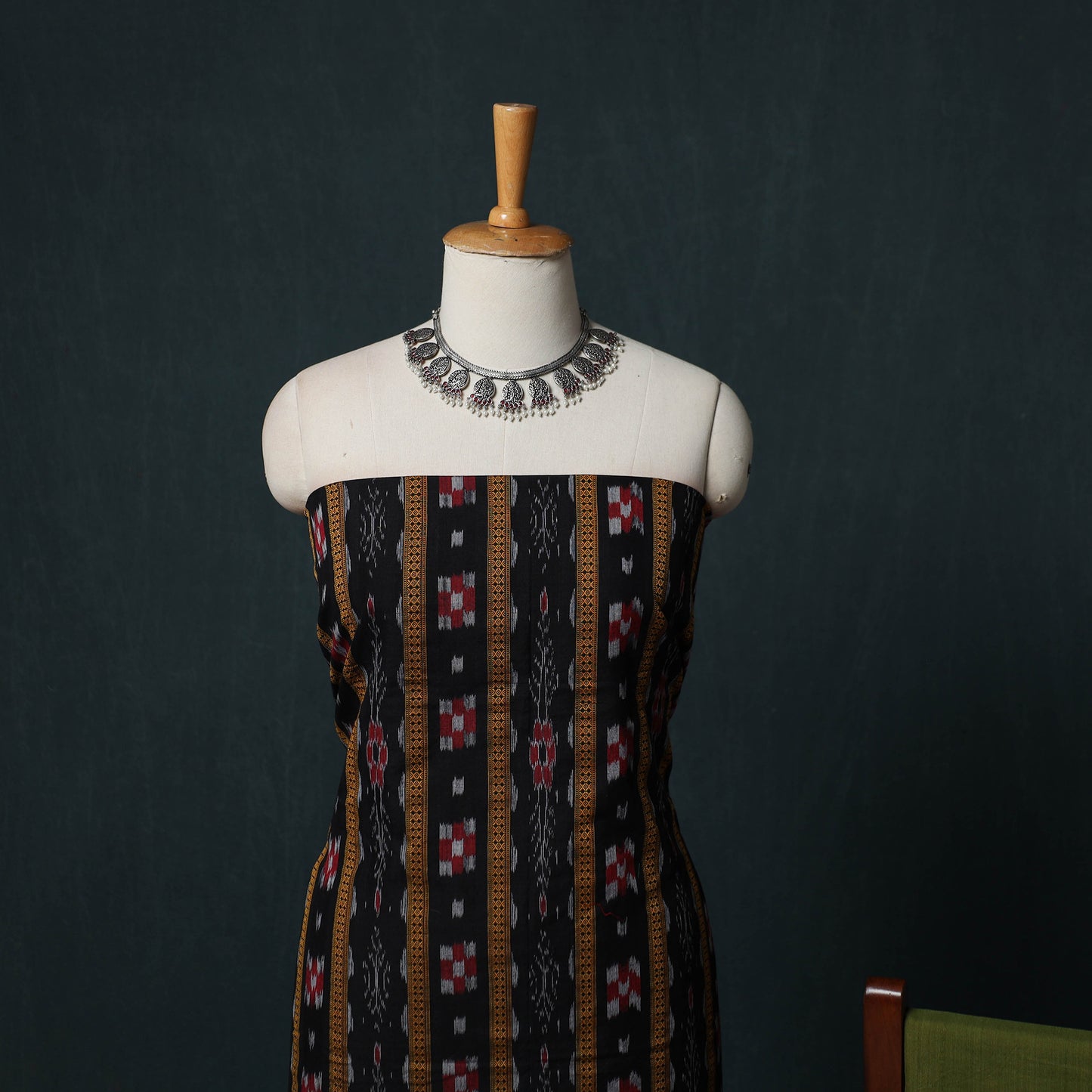 Handloom Cotton 3pc Unstitched Sambalpuri Ikat Dress Material Suit Set 16