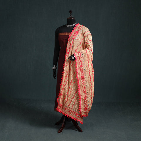 Ranihati Chapa Work Chanderi Silk Hand Embroidery Dupatta 06