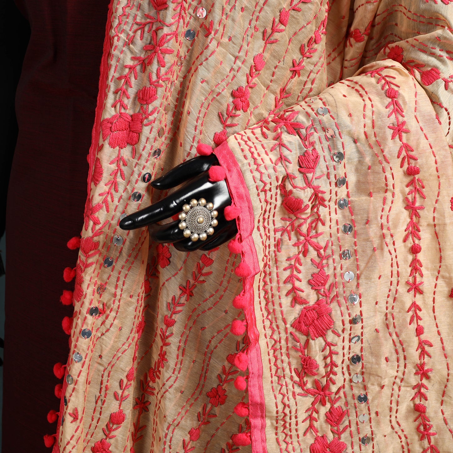Ranihati Chapa Work Chanderi Silk Hand Embroidery Dupatta 06
