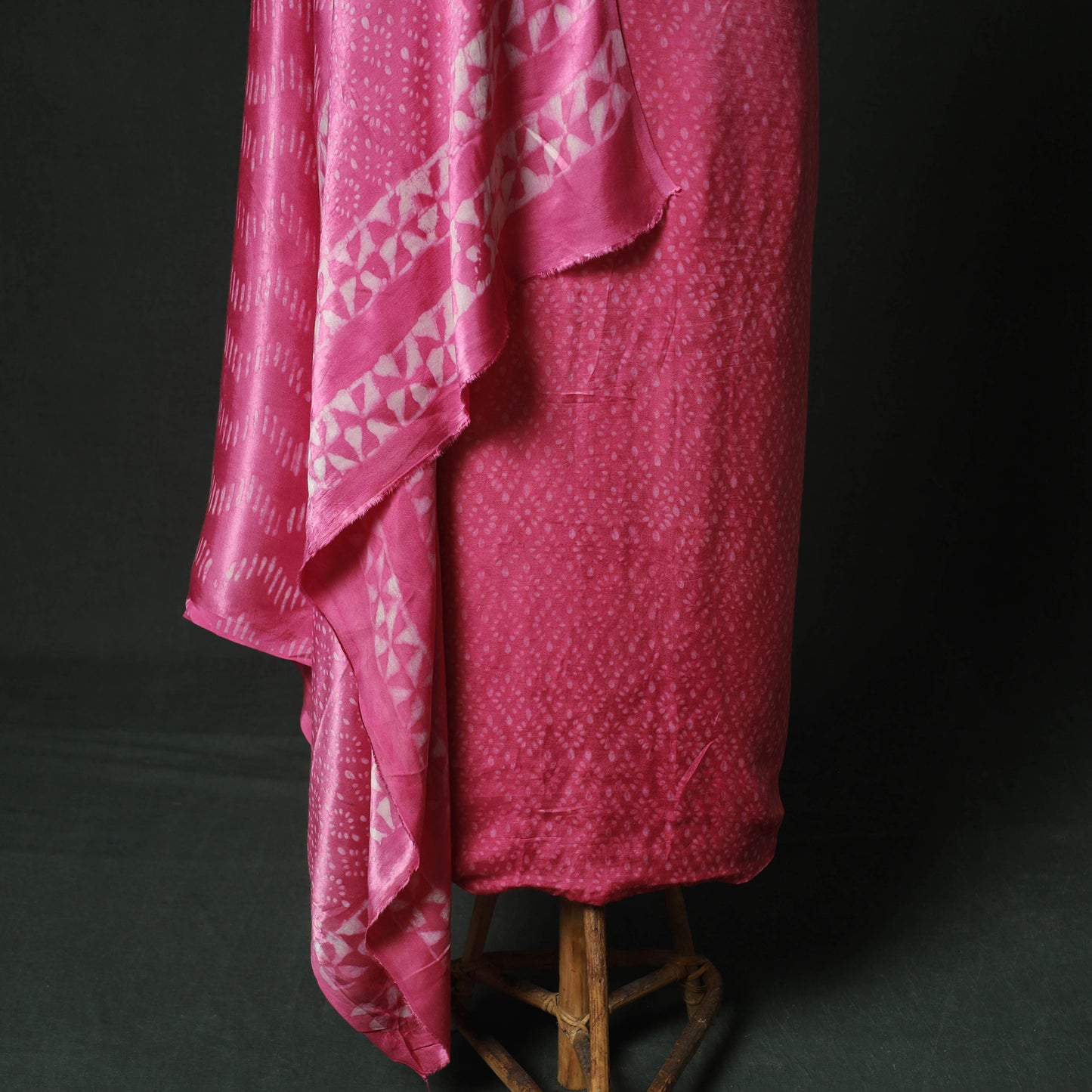 Bagru Vanaspati Block Print Modal Silk Lace Handwork 2pc Unstitched Dress Material Kurta Set 21
